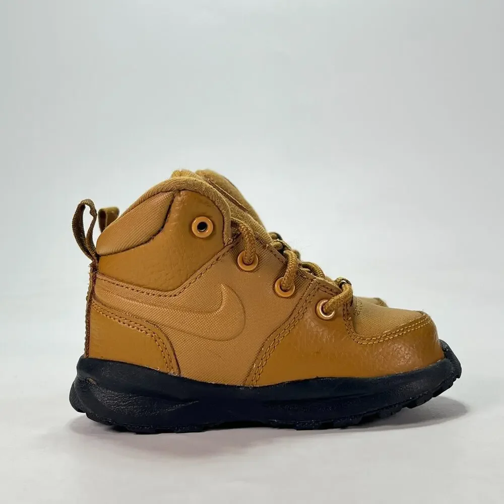 Nike Manoa LTR Wheat Black Leather High Top Hiking Boots BQ5374-700 Kids Size 6C